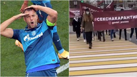 Dzyuba received support from a group of young women in the center of Moscow. © Sputnik / Instagram @govori_prosex
