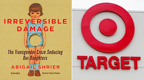 (L) © Abigail Shrier "Irreversible Damage: The Transgender Craze Seducing Our Daughters" / Blackstone Publishing, 2020; (R) Target store logo © REUTERS/Mike Blake
