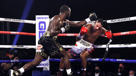 Crawford stopped Brook in round four in Las Vegas. © Top Rank Inc via Getty Images