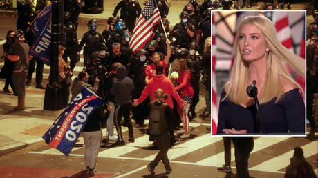 Supporters of Donald Trump were attacked in Washington, DC, on Saturday night. © REUTERS/Jim Urquhart; inset: Ivanka Trump. © Global Look Press