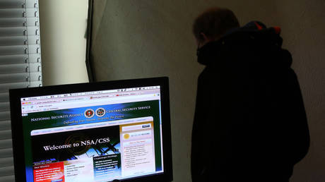 A visitor looks at a computer monitor displaying the website of the National Security Agency (NSA) and Central Security Service (CSS) at the Transmediale festival for art and digital culture on February 1, 2014 in Berlin, Germany.