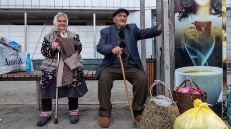 Residents on one of the streets of Stepanakert.