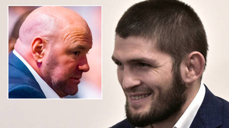 UFC president Dana White (left) has discussed Khabib Nurmagomedov's retirement © Mark J Rebilas / USA Today Sports | © Sputnik/Alexei Nikolsky / Kremlin via Reuters