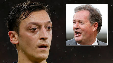 Mesut Ozil (left) clashed with Piers Morgan on Twitter during Arsenal's Premier League draw with Leeds © Action Images via Reuters / John Sibley