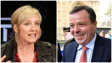 Carole Cadwalladr and Arron Banks. ©Reuters / Caitlin Ochs / Toby Melville