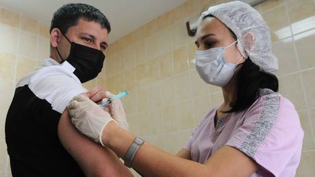 Vaccination against coronavirus employees Rasskazovsky municipal polyclinic in Tambov region.