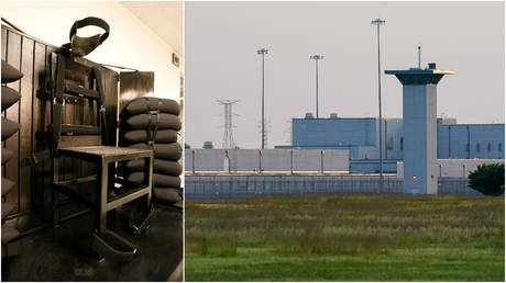 FILE PHOTOS: (L) The execution chamber at the Utah State Prison is seen after an inmate was executed by a firing squad. (R) The Federal Corrections Complex in Terre Haute, Indiana.