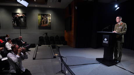 Chief of the Australian Defence Force (ADF) General Angus Campbell delivers the findings from the Inspector-General of the Australian Defence Force Afghanistan Inquiry, in Canberra, Australia, November 19, 2020