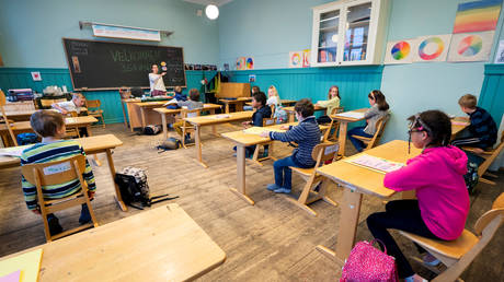 FILE PHOTO A teacher conducts the classes at Nordstrand Steinerskole, Oslo, Norway  ©  REUTERS/NTB Scanpix/Heiko Junge