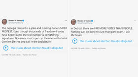 Trump slapped with NINE ‘disputed’ labels over election fraud claims on Twitter in just two hours