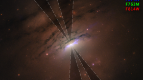 Black hole’s structure possibly glimpsed as dust ring casts shadows and rays far across space