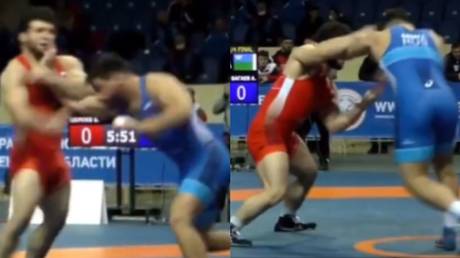 Wrestling match turns into a FULL-ON FIST FIGHT as Russian junior champion contenders trade blows (VIDEO)