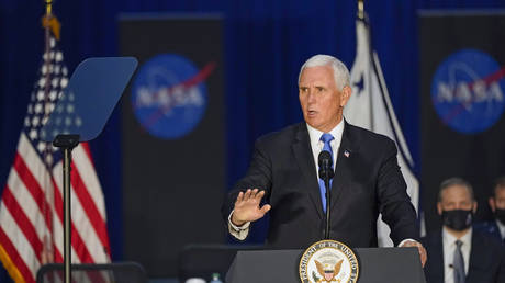 Vice President Mike Pence speaks during the eighth meeting of the National Space Council at the Kennedy Space Center Wednesday, Dec. 9, 2020, in Cape Canaveral , Fla. © AP Photo/John Raoux