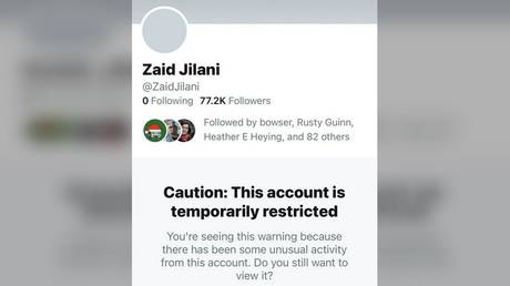 Journalists baffled as Twitter briefly restricts ex-Intercept writer Zaid Jilani after spat with &lsquo;1619 Project&rsquo; founder