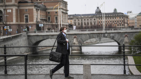 A man wearing a mask in Stockholm