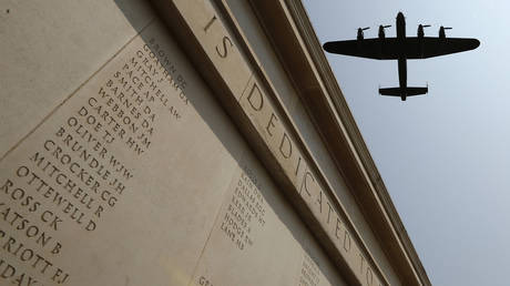 FILE PHOTO: A Lancaster bomber makes a fly past during a Service of Dedication on the Armed Forces Memorial at the National Memorial Arboretum in Alrewas, central England July 5, 2013
