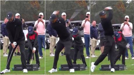 Tiger Woods and his son teed off to delight fans. © Twitter @ChampionsTour