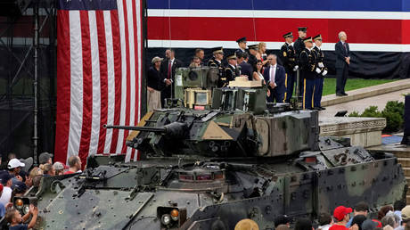 A Bradley armored vehicle at the "Salute to America" event in Washington, DC, July 4, 2019.