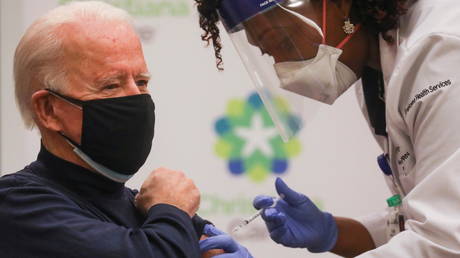 U.S. President-elect Joe Biden receives a dose of a COVID-19 vaccine at ChristianaCare Christiana Hospital in Newark, Delaware