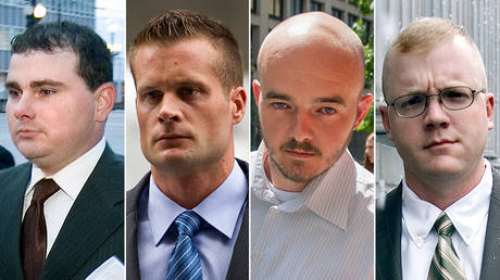 This combination made from file photo shows Blackwater guards, from left, Dustin Heard, Evan Liberty, Nicholas Slatten and Paul Slough. © AP Photo