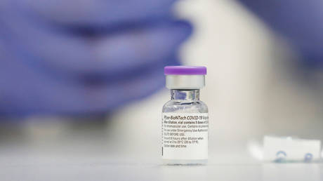 FILE PHOTO: A vial of the Pfizer Covid-19 vaccine in Ramat Gan, Israel December 19, 2020.