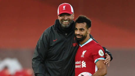 Klopp insists Salah is happy ay Anfield. © Reuters