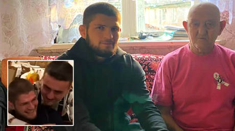 &lsquo;Send me location&rsquo;: Russian UFC legend Khabib repeats famous line to celebrity chef before meeting 92yo oldest resident of village