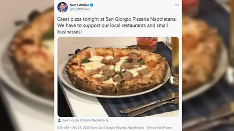 Scott Walker caught lying after posting pic of &lsquo;great pizza&rsquo; he ate &lsquo;tonight&rsquo;... that was actually from over a year prior