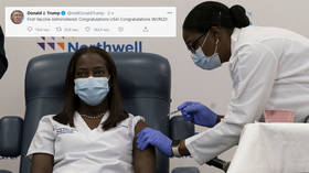 ‘Congratulations WORLD’: Trump celebrates as nurse & doctor become 1st in US to get Pfizer Covid jab