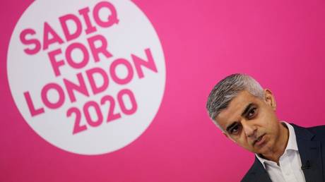 London Mayor Sadiq Khan is shown at a campaign rally last March.