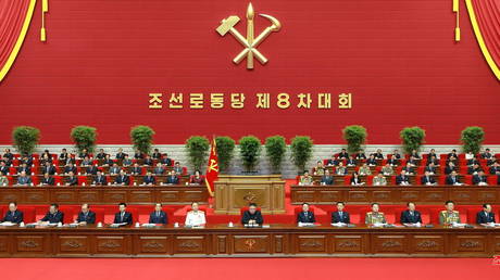 North Korean leader Kim Jong Un attends the first day of the 8th Congress of the Workers' Party in Pyongyang, North Korea, in this photo supplied by North Korea's Central News Agency (KCNA) on January 6, 2021.