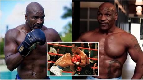 Boxing greats Holyfield and Tyson could meet again in the ring. © Instagram @evanderholyfield / @miketyson / Reuters (inset)