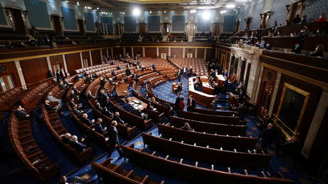 The House Chamber is seen during a joint session of Congress to count the Electoral College votes from the 2020 presidential election on Wednesday, January 6, 2021.