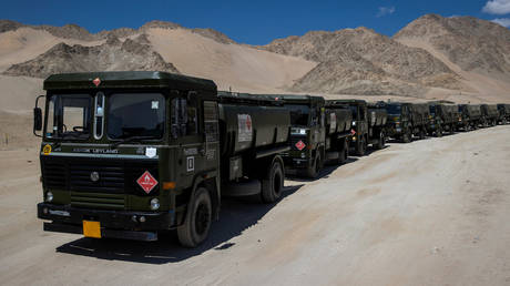 FILE PHOTO. Indian military tankers carrying fuel move towards forward areas in the Ladakh region.