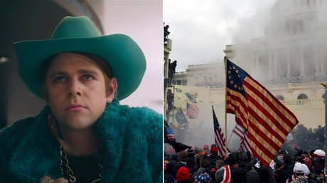 (L) Still from 'Put Your Number in My Phone' Dir. Grant Singer (2014) © Riff Raff Films; (R) Protest outside US Capitol  © REUTERS/Stephanie Keith/File Photo