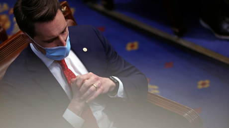 FILE PHOTO: Senator Josh Hawley (R-MO) attends a joint session of Congress after they reconvened to certify the Electoral College votes of the 2020 presidential election in the House chamber in Washington, US