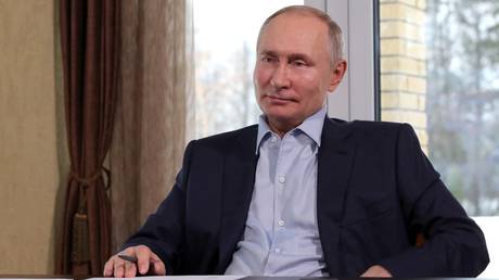 January 25, 2021. Russian President Vladimir Putin is holding a videoconference meeting with students of higher educational institutions on the occasion of the Day of Russian Students.