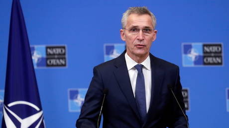 FILE PHOTO: NATO Secretary General Jens Stoltenberg gives a press briefing after a meeting with President of Mauritania Mohamed Ould El-Ghazouani at the Alliance headquarters in Brussels, Belgium, January 14, 2021.