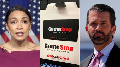 The GameStop saga created one issue on which Alexandria Ocasio-Cortez (L) and Donald Trump Jr. (R) could agree. © Reuters