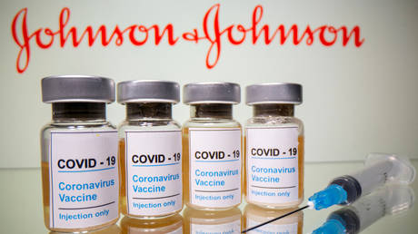 Covid-19 vaccine and Johnson & Johnson logo, October 31, 2020