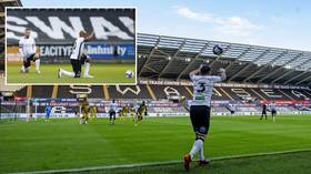 Police in Wales STOP anti-BLM football fans from protesting OUTSIDE stadium – as players freely continue to take a knee