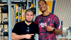 ‘I know what it is to be injured’: Khabib Nurmagomedov warns Virgil van Dijk to ‘be patient’ after meeting crocked Liverpool star