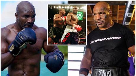 Tyson and Holyfield look set to make their infamous rivalry a trilogy - Instagram / Evander Holyfield (left); Gary Hershorn / Reuters (inset); Instagram / Mike Tyson (right)