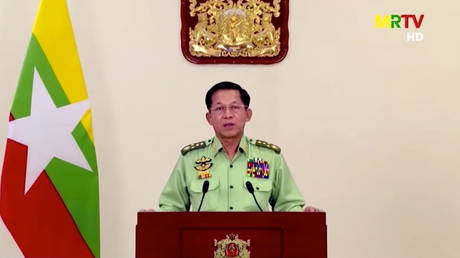 Myanmar's military junta leader, General Min Aung Hlaing gives first speech since ousting democratically elected government, February 8, 2021