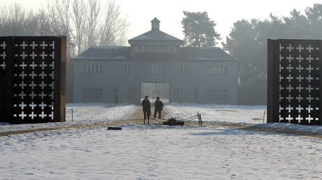 FILE PHOTO: Entrance of the former Nazi concentration camp Sachsenhausen near the German capital of Berlin is seen on January 27, 2006.