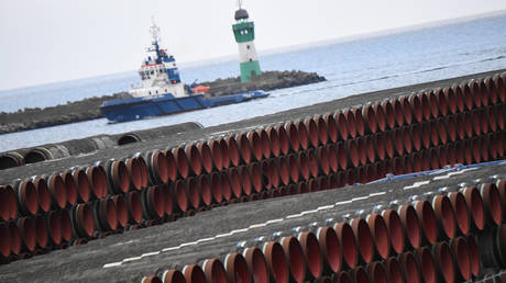 FILE PHOTO: Pipes for the construction of the Nord Stream 2 at the port of Mukran © Global Look Press / Stefan Sauer