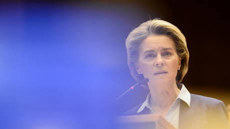 European Commission President Ursula von der Leyen, February 10, 2021. © REUTERS/Johanna Geron/Pool