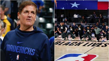 Mark Cuban has made a dramatic U-turn on banning the national anthem before Mavericks home games despite initially taking credit for the decision - Reuters / Brian Spurlock (left); Reuters / Kim Klement (right)