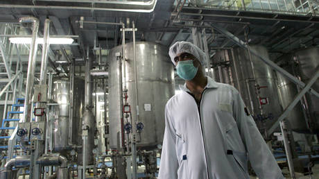 An Iranian technician works at the Isfahan uranium plant