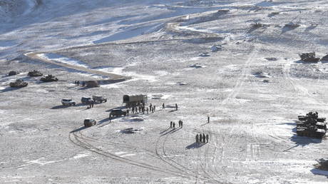 A handout photo shows the disengagement process between Indian Army and China's People's Liberation Army.